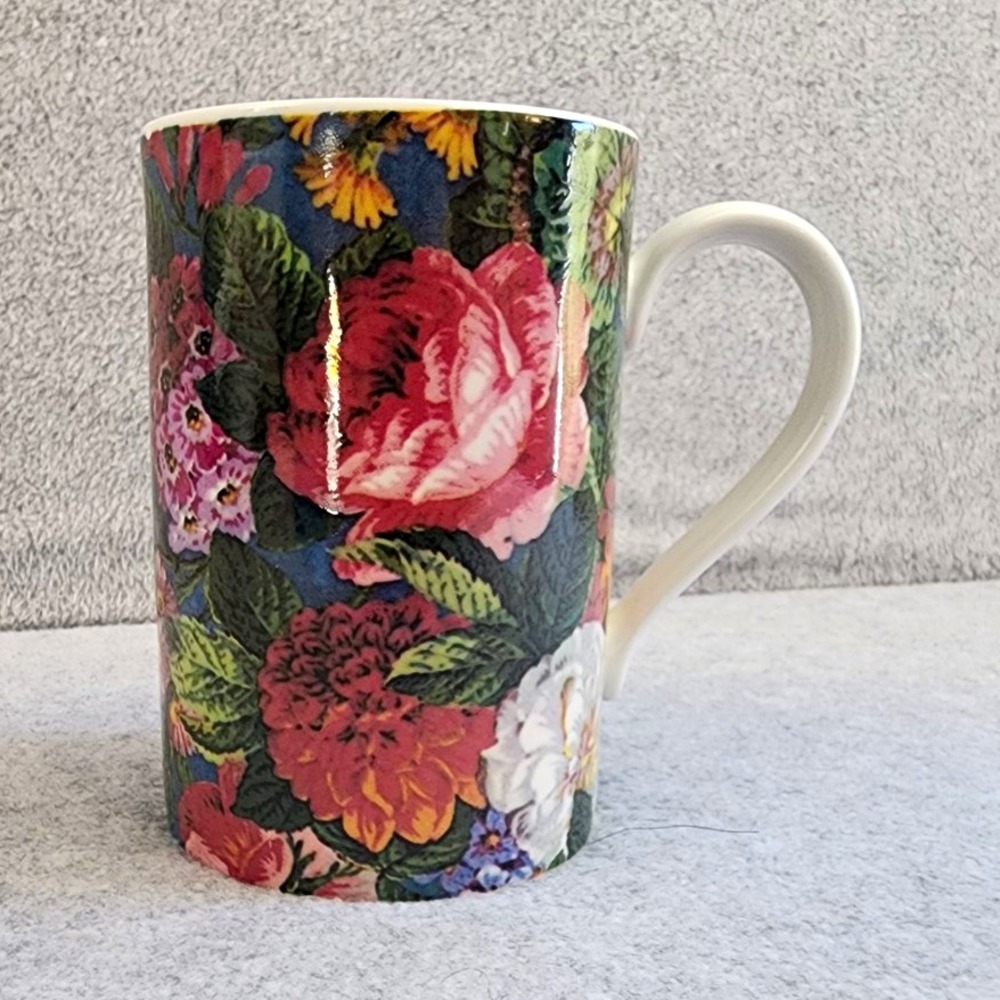 Dunoon Stoneware Floral Painted Decorated Mug 12 fl oz Made in Scotland